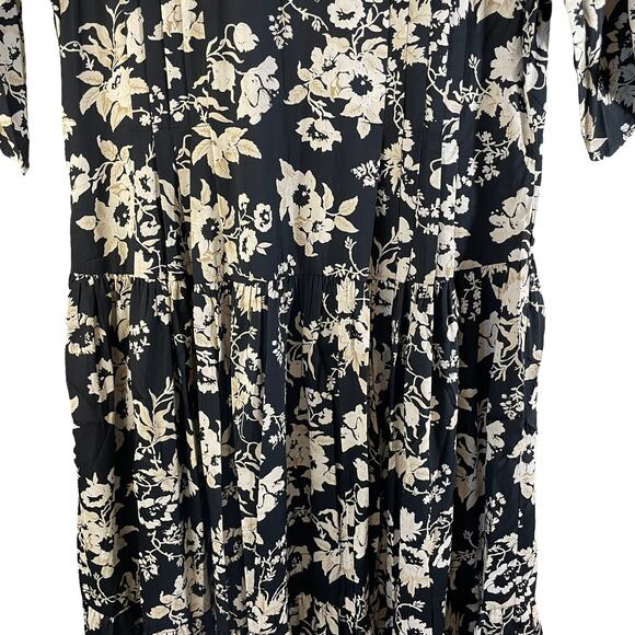 NWT ASOS Women's 3/4 Sleeve Pleat Front Midi Dress Floral Black 6 Feminine Chic - Picture 5 of 13